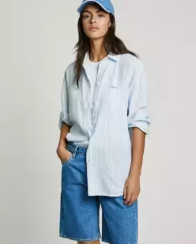 Женская рубашка свободного кроя с полосатым принтом Pepe Jeans, синий