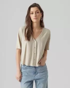 Женская рубашка свободного кроя с V-образным вырезом Vero Moda, белый