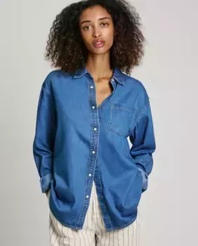 Женская рубашка свободного покроя из денима с кнопками Pepe Jeans, синий