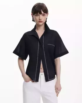 Женская рубашка свободного покроя с короткими рукавами Desigual, черный