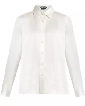 Женская рубашка Tom Ford из атласного шелка белого цвета