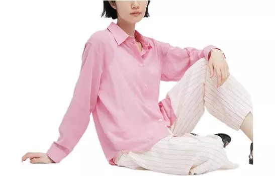 Женская рубашка UNIQLO, цвет Pink