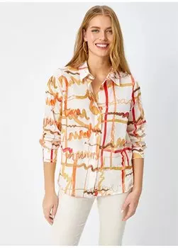 Женская рубашка узкого кроя с рубашечным воротником цвета экрю U68423 Faik Snmez, экрю