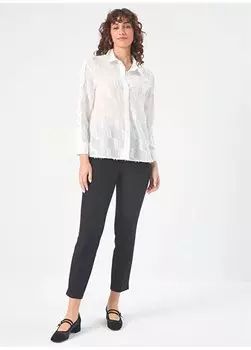 Женская рубашка узкого кроя с рубашечным воротником цвета экрю U68200 Faik Snmez, экрю