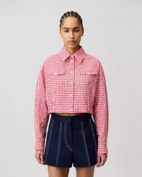 Женская рубашка в клетку с эластичной талией Claudie Pierlot, красный