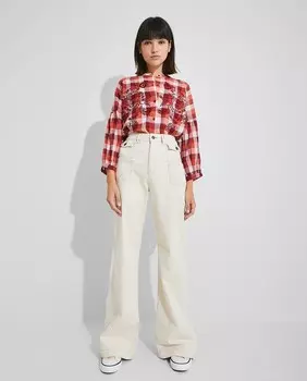 Женская рубашка в клетку с длинным рукавом Nalle, красный