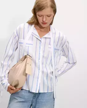 Женская рубашка в полоску с длинным рукавом и принтом Parfois, белый
