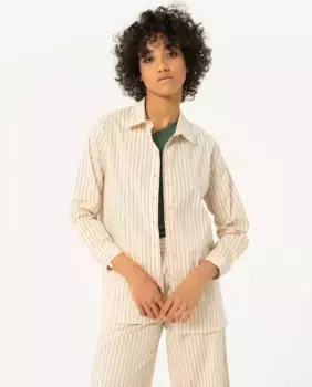 Женская рубашка в полоску с длинным рукавом и принтом Surkana, цвет Natural