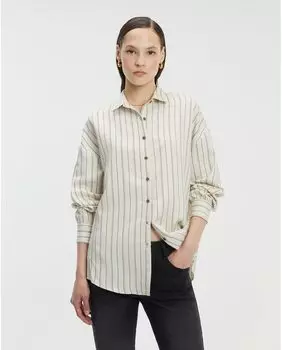 Женская рубашка в полоску с длинным рукавом и принтом Andam, кремовый