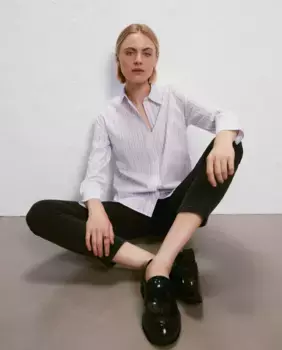 Женская рубашка в полоску с длинными рукавами и карманами Easy Wear, белый