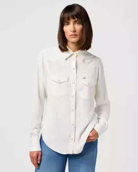 Женская рубашка в полоску с длинными рукавами и принтом Wrangler, белый