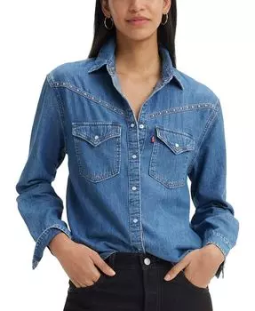 Женская рубашка в стиле вестерн Sawyer с заклепками Levi's, синий