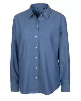 Женская рубашка Windward Twill с длинным рукавом Cutter & Buck, индиго