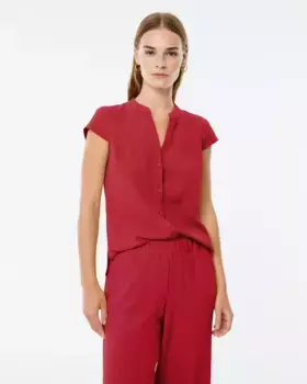 Женская рубашка, воротник-стойка и короткими рукавами Paz Torras, красный