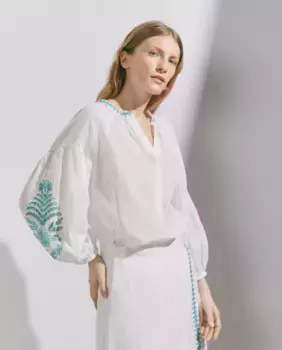 Женская рубашка высечного кроя с длинным рукавом Stella Rittwagen, белый