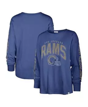 Женская рваная футболка Royal Los Angeles Rams Tom Cat с длинным рукавом '47 Brand, синий