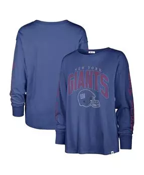 Женская рваная футболка Royal New York Giants Tom Cat с длинными рукавами '47 Brand, синий