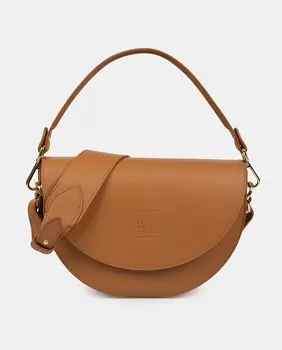 Женская седельная кожаная сумка на плечо карамельного цвета Leandra, коричневый