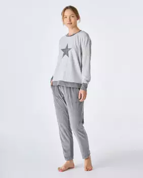 Женская серая бархатная пижама J&J Brothers