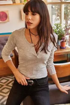 Женская серая блузка-бретелька в клетку Olalook, бежевый