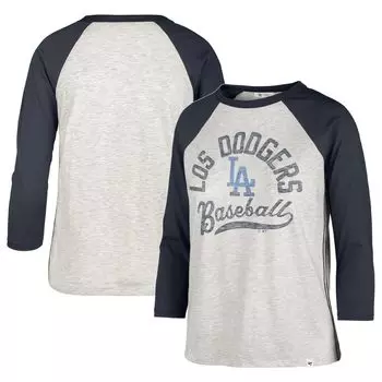 Женская серая футболка '47 Los Angeles Dodgers City Connect Retro Daze Ava с рукавом 3/4 реглан