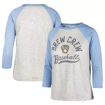Женская серая футболка '47 Milwaukee Brewers City Connect Retro Daze Ava с рукавом 3/4 реглан