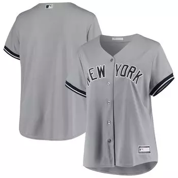 Женская серая футболка больших размеров New York Yankees Road Replica Team