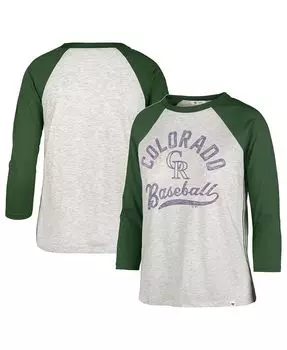 Женская серая футболка Colorado Rockies City Connect Retro Daze Ava реглан с рукавами 3/4 '47 Brand, серый