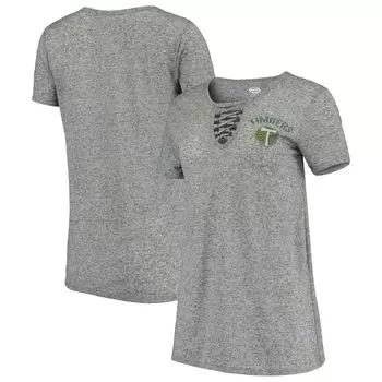 Женская серая футболка Concepts Sport Portland Timbers Podium со шнуровкой