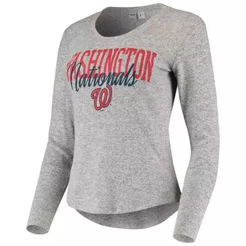 Женская серая футболка Concepts Sport с длинными рукавами Washington Nationals Tri-Blend