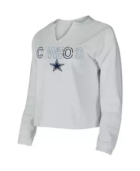 Женская серая футболка с длинным рукавом Dallas Cowboys Sunray Notch Neck Concepts Sport, серый
