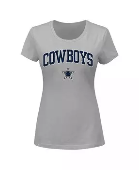 Женская серая футболка с логотипом Dallas Cowboys размера плюс Fanatics, серый