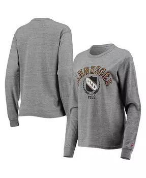 Женская серая футболка Tennessee Volunteers Seal Victory Falls, объемная футболка из трех смесей с длинными рукавами League Collegiate Wear, серый