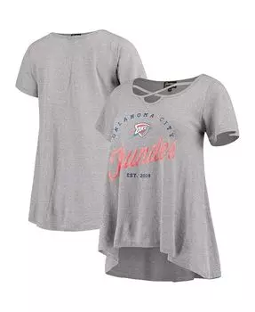 Женская серая футболка Tri-Blend Oklahoma City Thunder с перекрещивающейся передней частью спереди Gameday Couture, серый