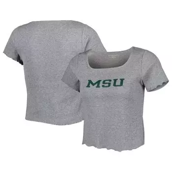 Женская серая футболка в рубчик с салатовой кромкой Michigan State Spartans Baby