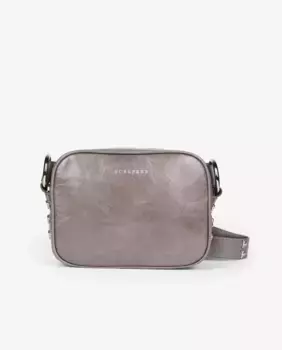Женская серая кожаная сумка через плечо с заклепками Scalpers, серый