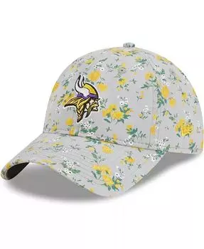 Женская серая регулируемая шляпа Minnesota Vikings Bouquet 9TWENTY New Era, серый