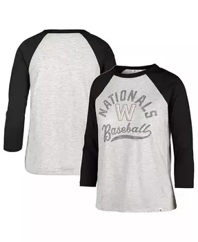 Женская серая рваная футболка Washington Nationals City Connect Retro Daze Ava реглан с рукавами 3/4 '47 Brand, серый