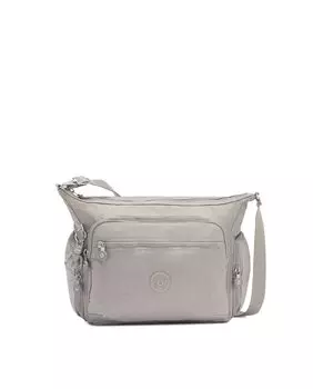 Женская серая сумка через плечо на молнии Kipling, светло-серый