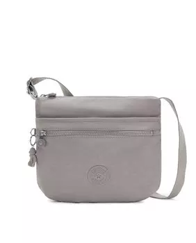 Женская серая сумка через плечо на молнии Kipling, светло-серый