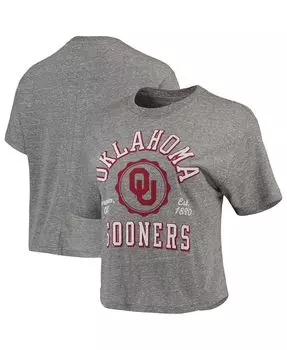 Женская серая укороченная футболка Oklahomaooners Bishop Tri-Blend Knobi Pressbox, серый