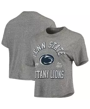 Женская серая укороченная футболка Penn State Nittany Lions Bishop Tri-Blend Knobi Pressbox, серый