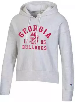 Женская серая укороченная толстовка с обратным плетением Champion Georgia Bulldogs