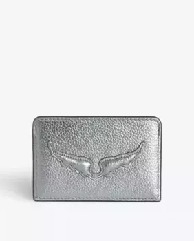 Женская серебряная кожаная визитница ZV Pass Zadig & Voltaire, серебряный