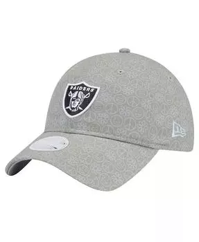 Женская серебряная регулируемая кепка Las Vegas Raiders Smiley 9TWENTY New Era, серебряный