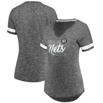 Женская серо-белая футболка с логотипом Fanatics Brooklyn Nets Showtime Winning With Pride с вырезом на шее Fanatics