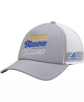 Женская серо-белая шляпа St. Louis Blues Foam Trucker Snapback Adidas, серый