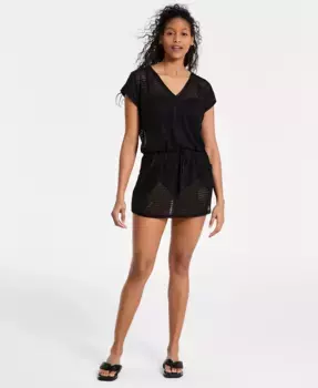 Женская сетчатая туника на шнурке для плавания DKNY, черный
