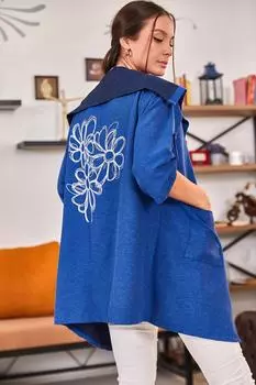 Женская сезонная куртка Saks с цветочным принтом armonika, темно-синий