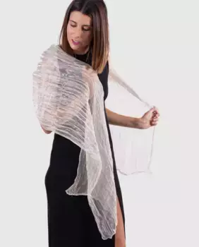 Женская шаль для вечеринки из металлического натурального шелка в перламутре MR Complements, серебряный